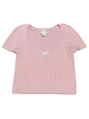Powder Pink Pointelle Knit Crop Top Women’s Large | Coquette